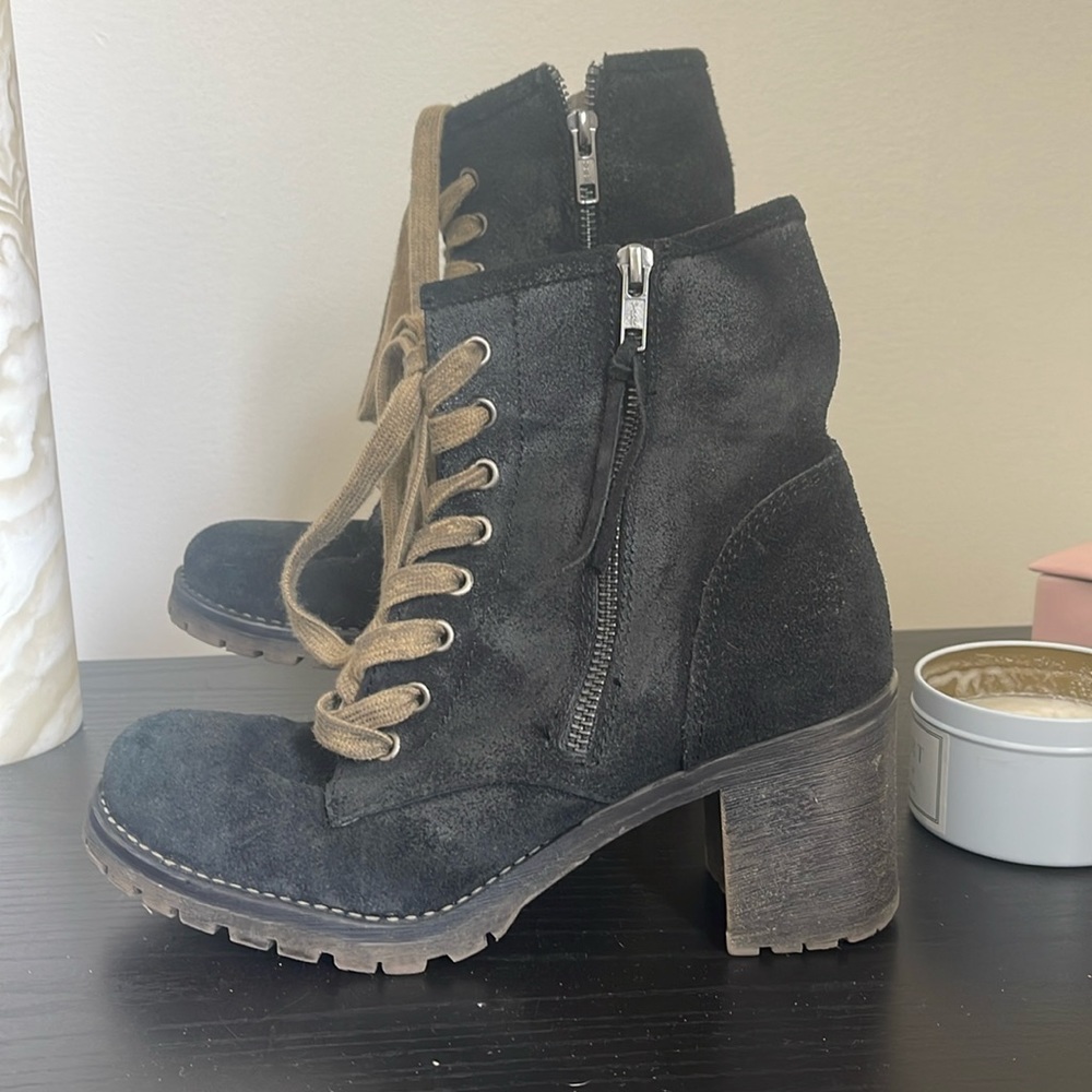 Grungy heel combat boots
